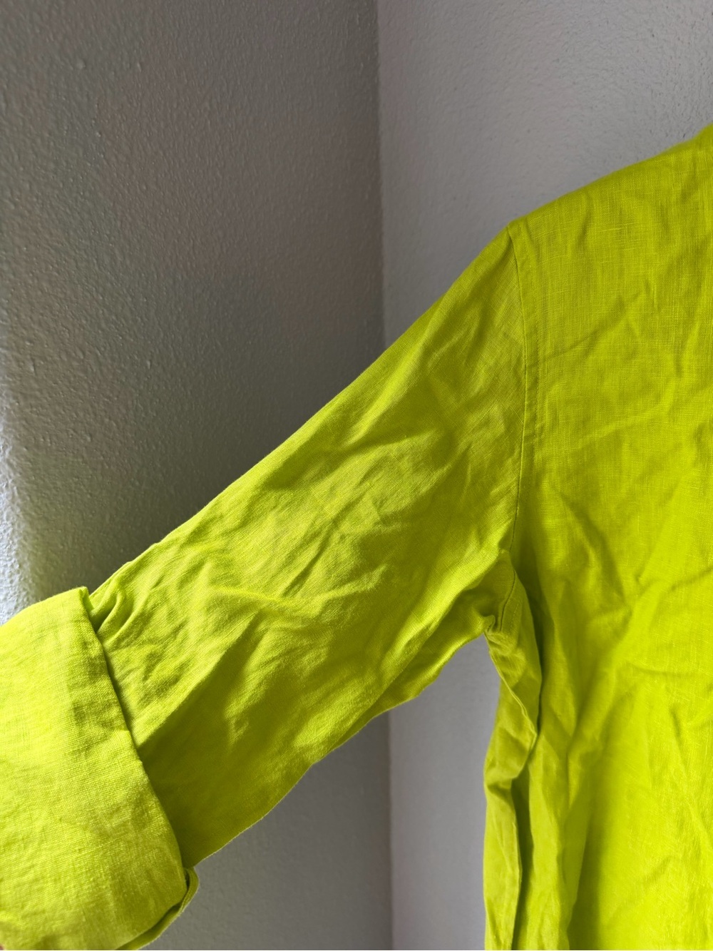 Lauren Ralph Lauren Women's Point Collar Button Placket Shirt Lime Green - Picture 8 of 11
